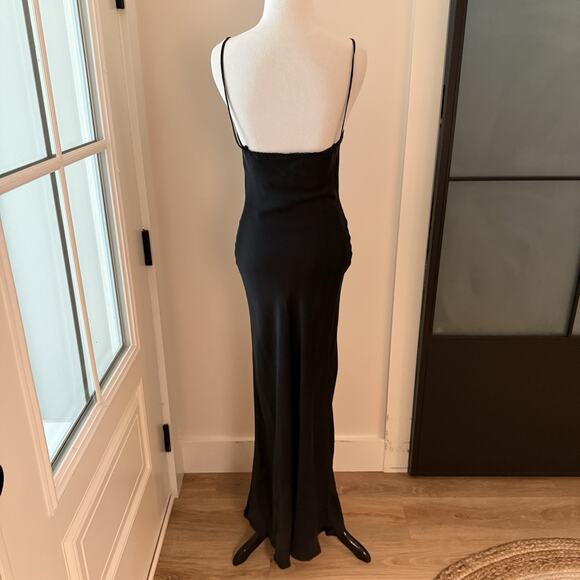 VTG Nightgown Bed Jacket Silk Peignoir Set 70s Bergdorf Goodman Black Lace S/M - Picture 6 of 16